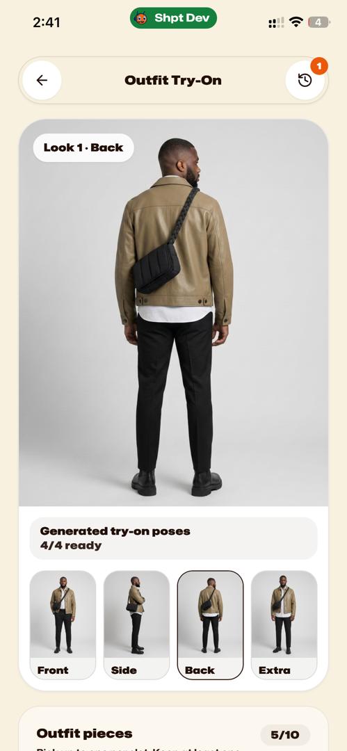 Back view of a Shopant virtual outfit try-on.